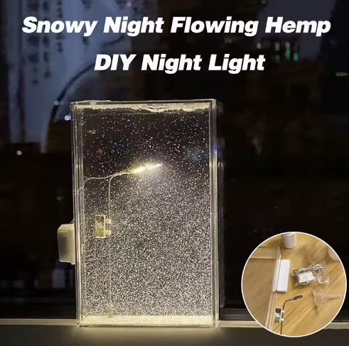 Snowy Night Flowing Lamp Snow Scene Street Night Light Material Package Desktop Ornament
