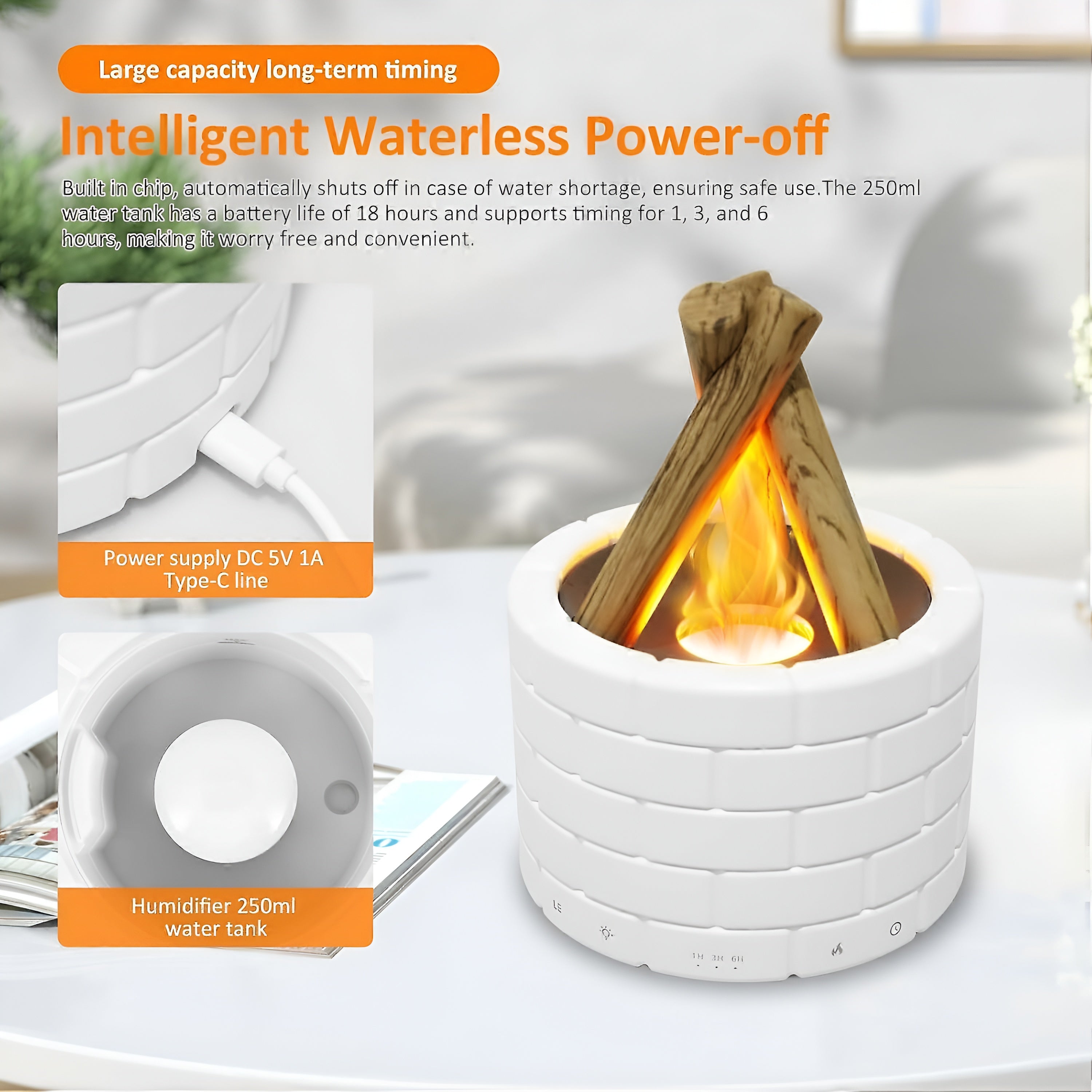 Flame Diffuser & Humidifier – Bonfire-Inspired Essential Oil Diffuser