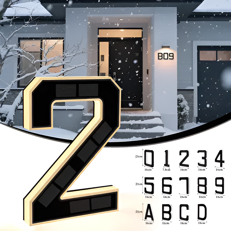 Solar House Numbers Lighted Address Sign Waterproof LED Address Plaque for Home