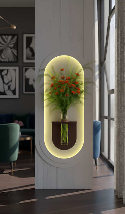 Simple vase hydroponic green plant LED light painting porch dining room three-dimensional living room sandstone background