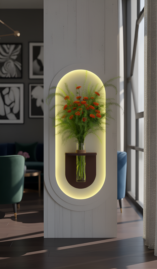 Simple vase hydroponic green plant LED light painting porch dining room three-dimensional living room sandstone background