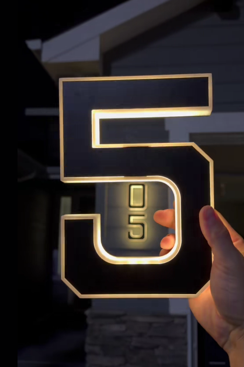 Solar House Numbers Lighted Address Sign Waterproof LED Address Plaque for Home