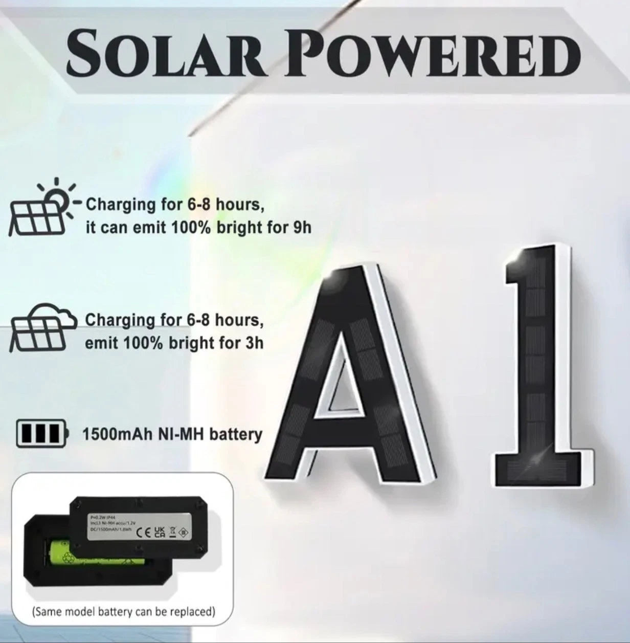 Solar House Numbers Lighted Address Sign Waterproof LED Address Plaque for Home