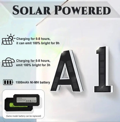 Solar House Numbers Lighted Address Sign Waterproof LED Address Plaque for Home